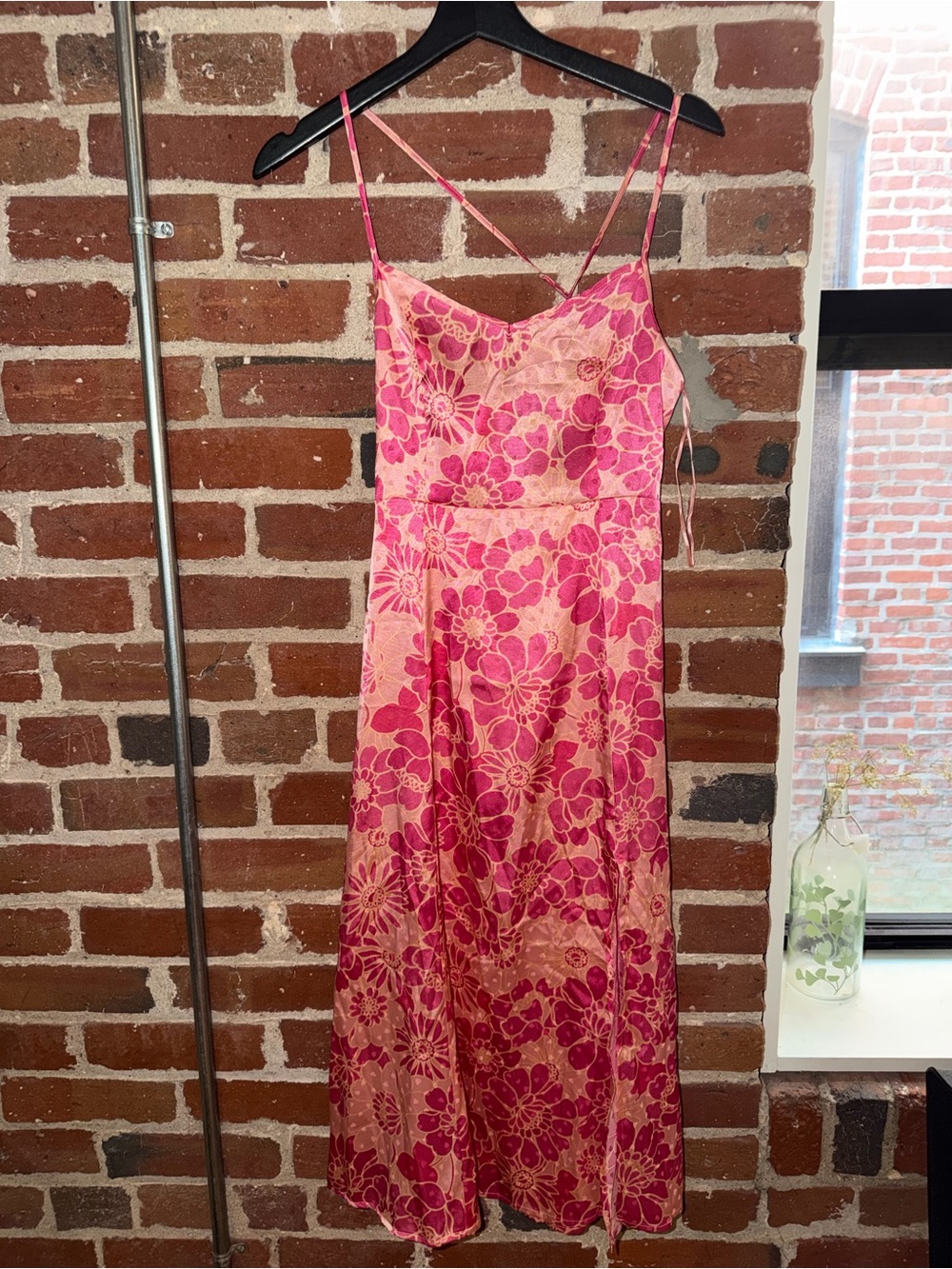 Sugarlips Pink Floral Midi Slip Dress